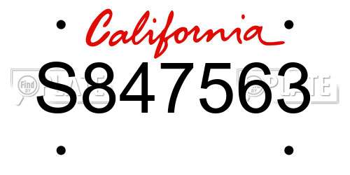S847563 California License Plate
