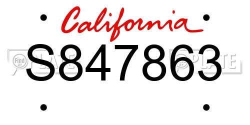 S847863 California License Plate