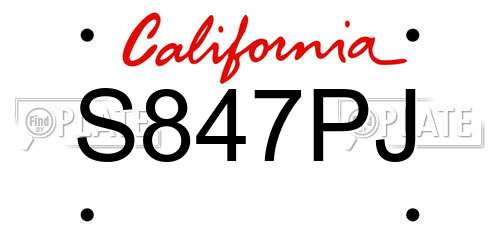 S847PJ California License Plate