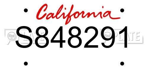 S848291 California License Plate
