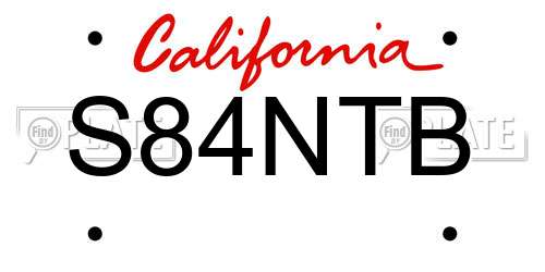 S84NTB California License Plate