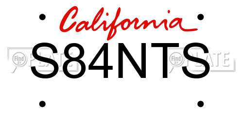 S84NTS California License Plate