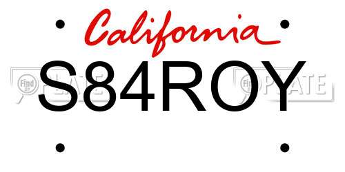S84ROY California License Plate
