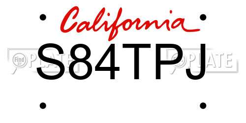S84TPJ California License Plate