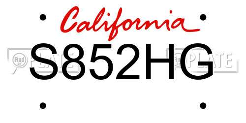 S852HG California License Plate