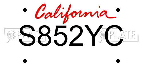 S852YC California License Plate