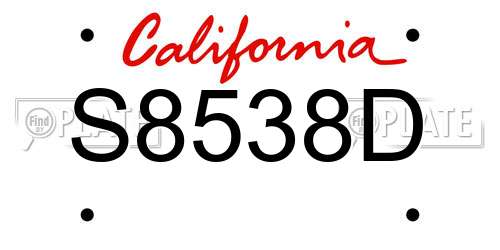 S8538D California License Plate