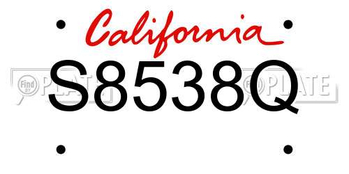 S8538Q California License Plate