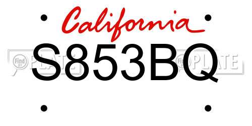 S853BQ California License Plate