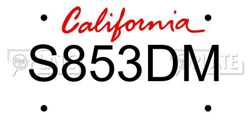 S853DM California License Plate