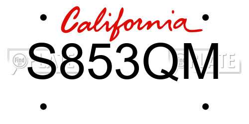 S853QM California License Plate