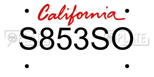 S853SO California License Plate