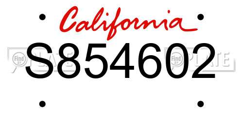 S854602 California License Plate