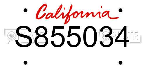 S855034 California License Plate