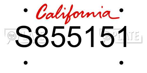 S855151 California License Plate
