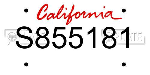 S855181 California License Plate