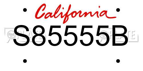 S85555B California License Plate