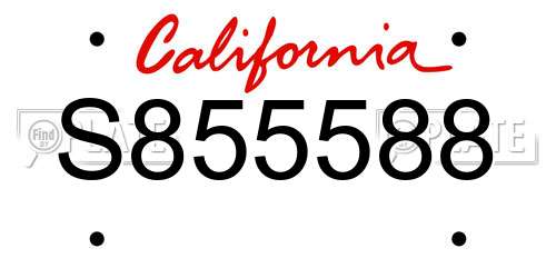 S855588 California License Plate