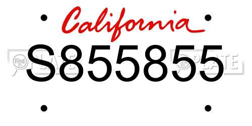 S855855 California License Plate