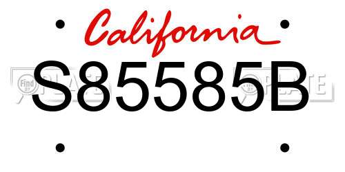 S85585B California License Plate