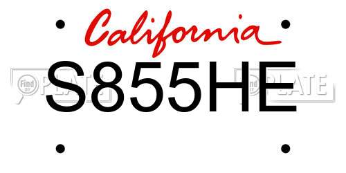 S855HE California License Plate
