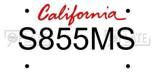 S855MS California License Plate