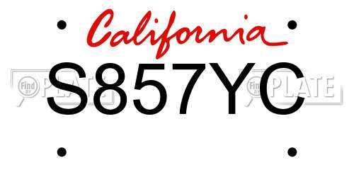 S857YC California License Plate