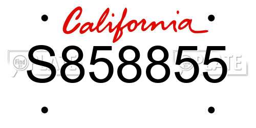 S858855 California License Plate