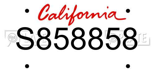S858858 California License Plate