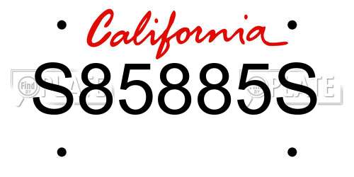 S85885S California License Plate