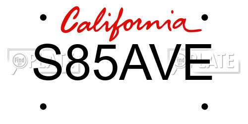 S85AVE California License Plate