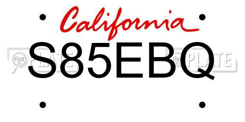 S85EBQ California License Plate