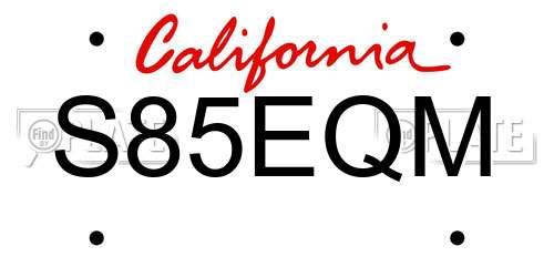 S85EQM California License Plate