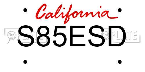 S85ESD California License Plate
