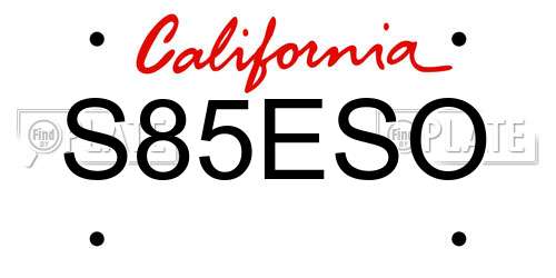 S85ESO California License Plate