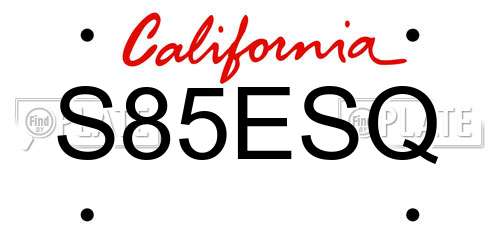 S85ESQ California License Plate
