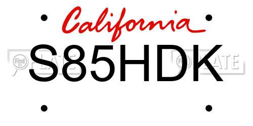 S85HDK California License Plate