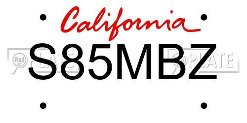 S85MBZ California License Plate
