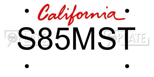 S85MST California License Plate