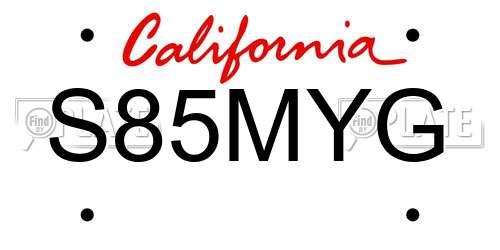 S85MYG California License Plate
