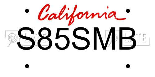 S85SMB California License Plate
