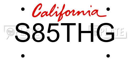 S85THG California License Plate