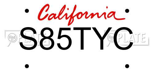 S85TYC California License Plate