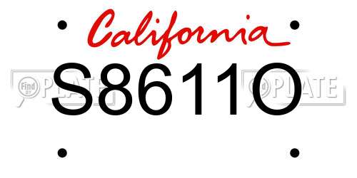 S8611O California License Plate
