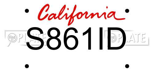 S861ID California License Plate