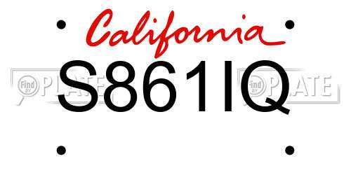 S861IQ California License Plate
