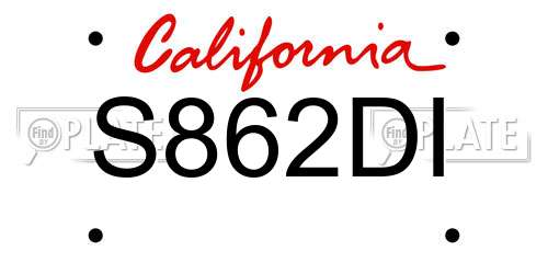S862DI California License Plate