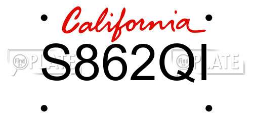 S862QI California License Plate