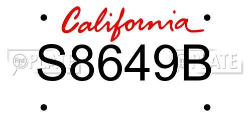 S8649B California License Plate