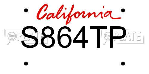 S864TP California License Plate